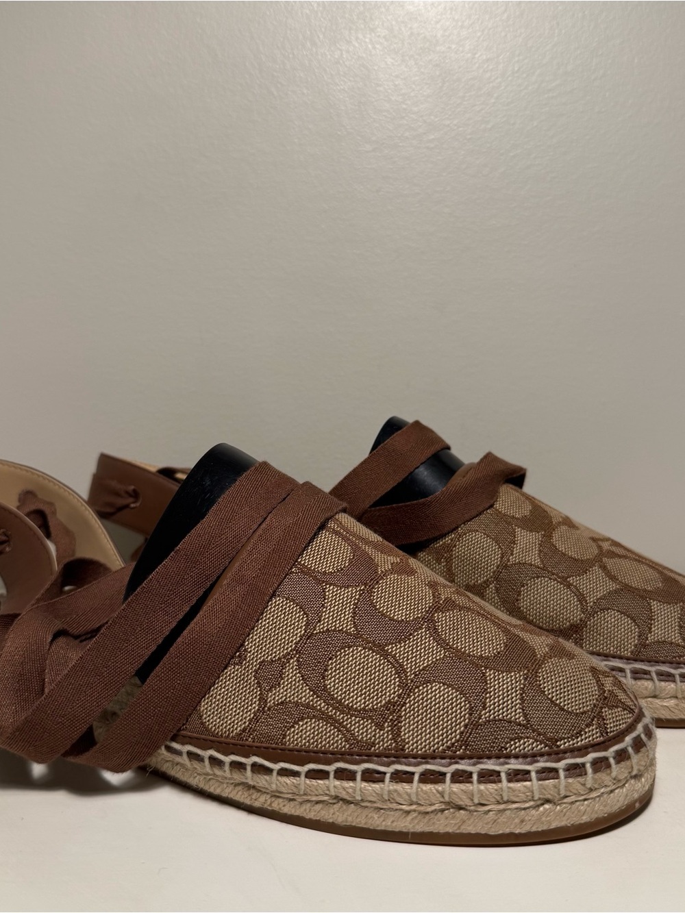 Coach Connie Espadrille Sandals Khaki Saddle CT035 Women’s Size 10 Slip On Strap
